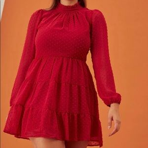 Swiss dot red lace dress. Never worn, tag still attached